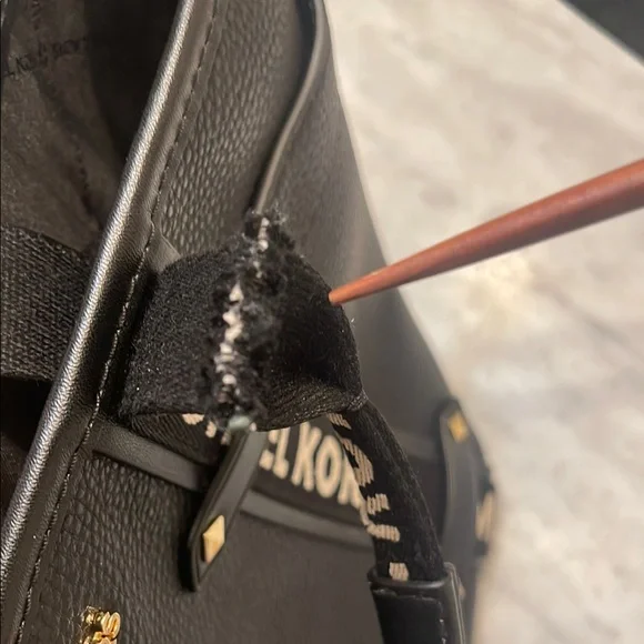 Michael Kors Maeve Black Pebbled Leather Satchel Tote with Logo Straps - Picture 6 of 13